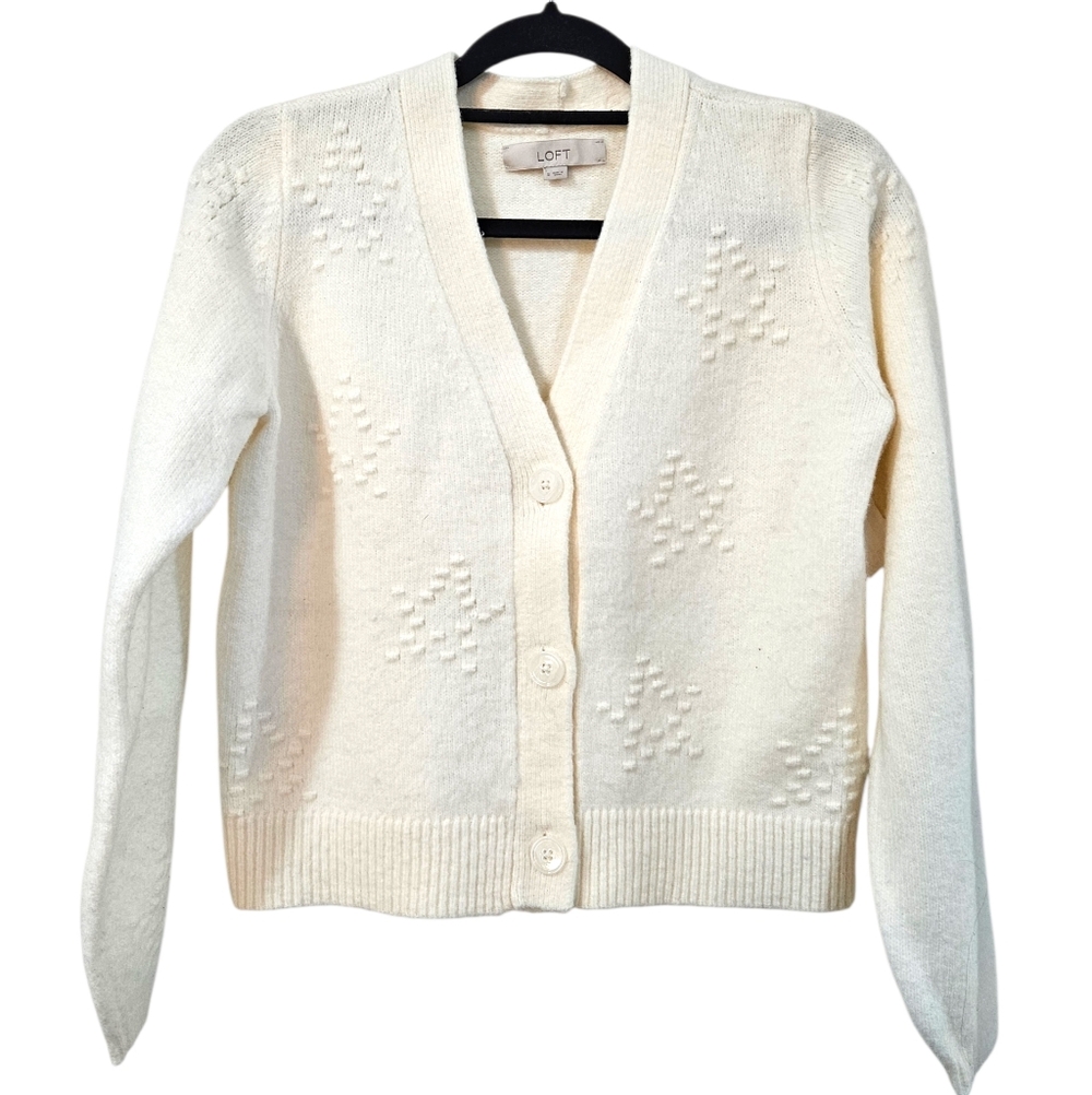 Loft Open Front Wool Blend Cardigan Size S